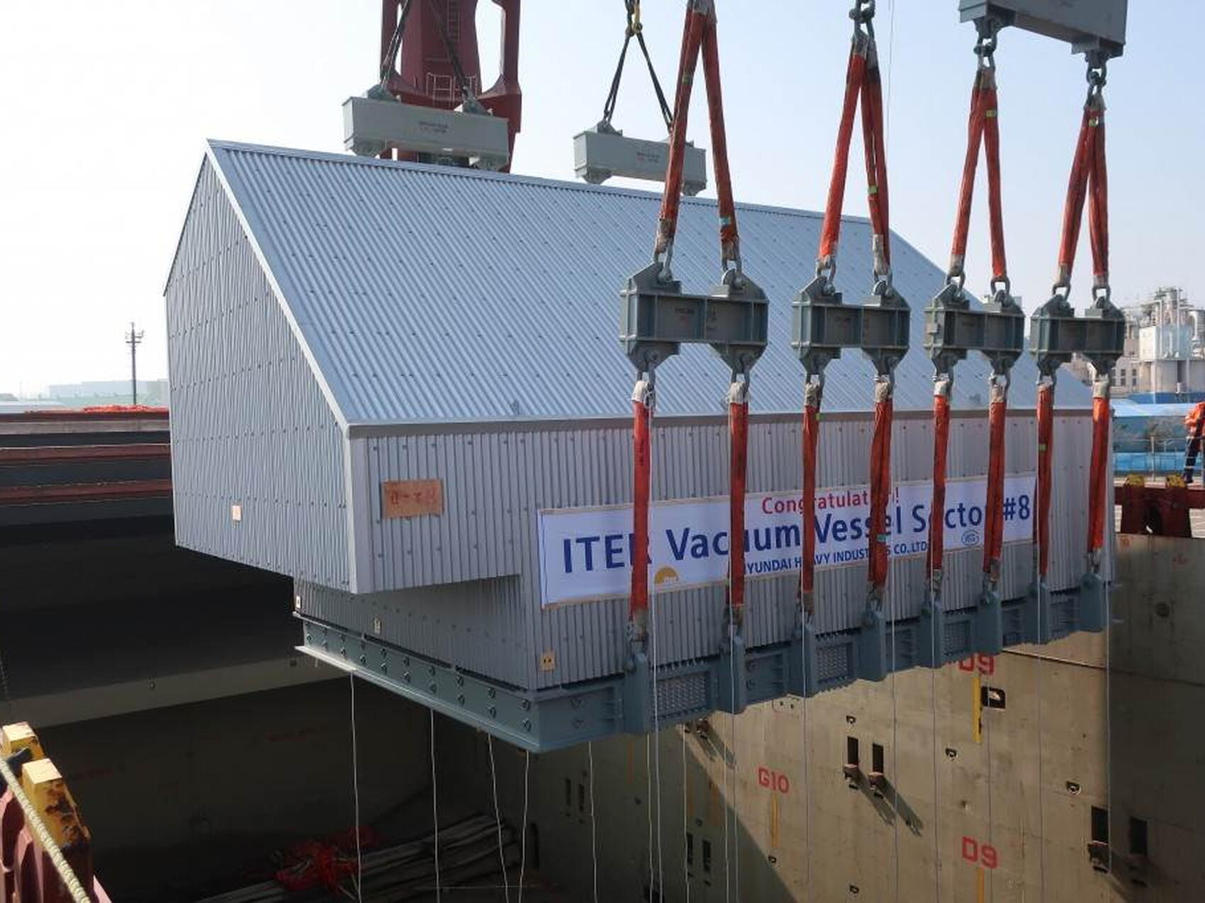 Vacuum vessel sector ships from Korea